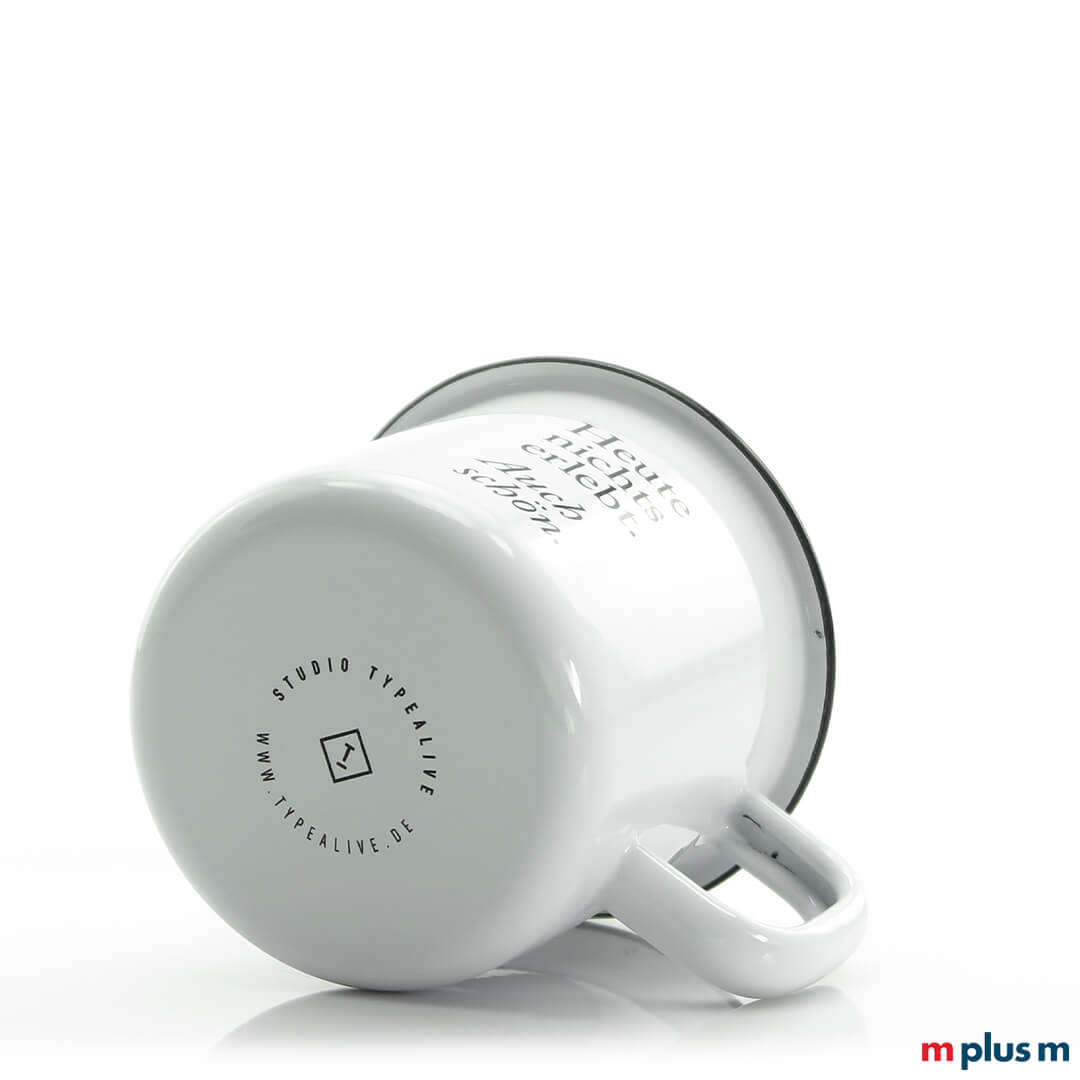 'Pax' Weiße Emaille Tasse