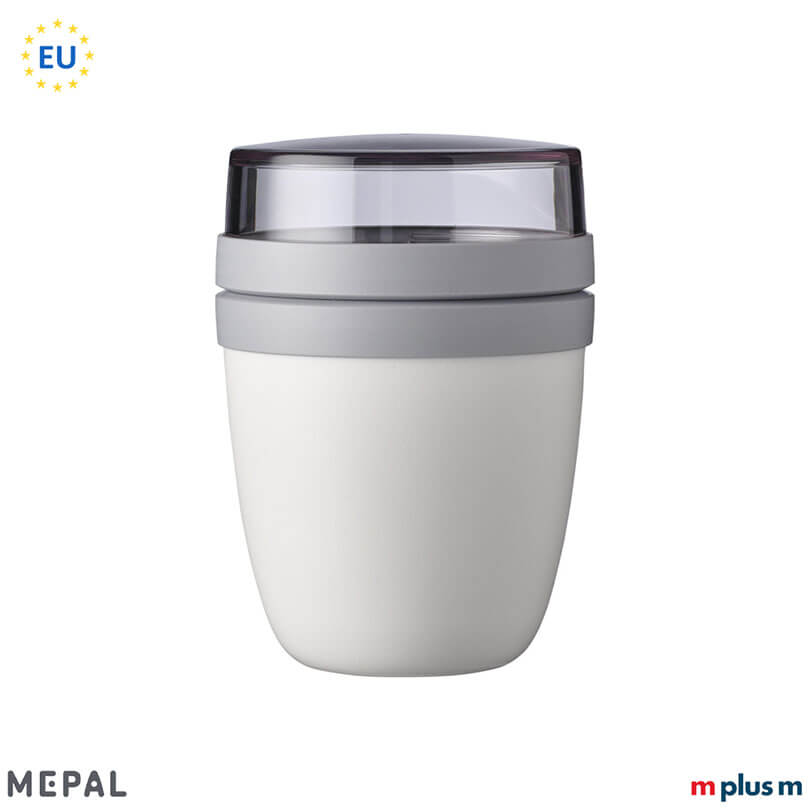Mepal Lunchpot Ellipse Mini weiß ist auslaufsicher für unterwegs und kann mit einem Logo bedruckt werden