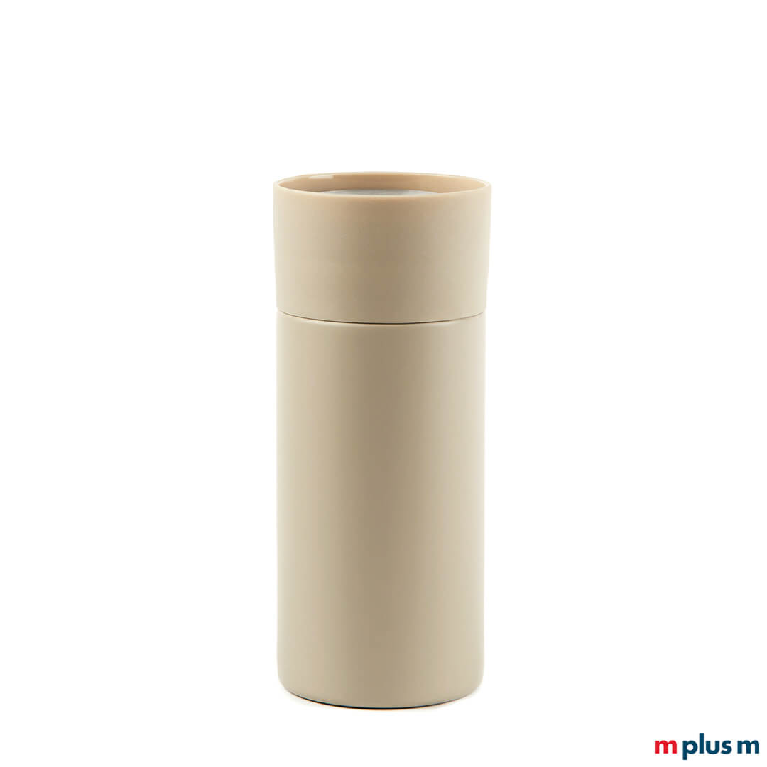 Beiger Thermobecher als Werbegeschenk bedrucken