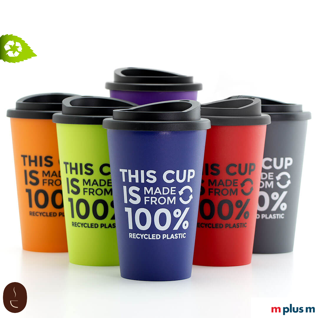 Die Farben des Green Coffee Shop Coffee To Go Becher aus 100% Recycling PP