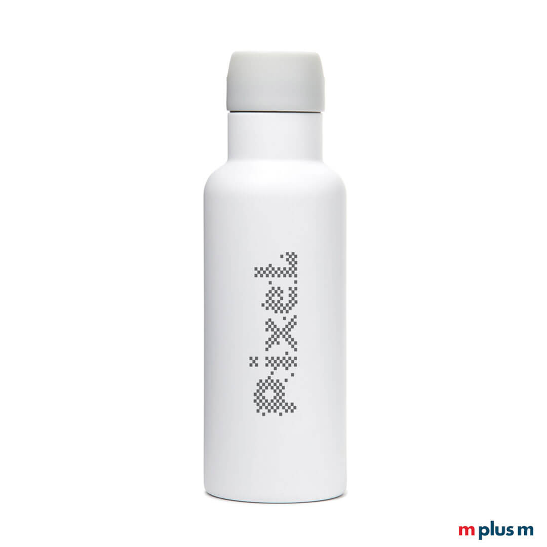 Schöne Balti Isolierflasche in Weiss mit Logo Druck