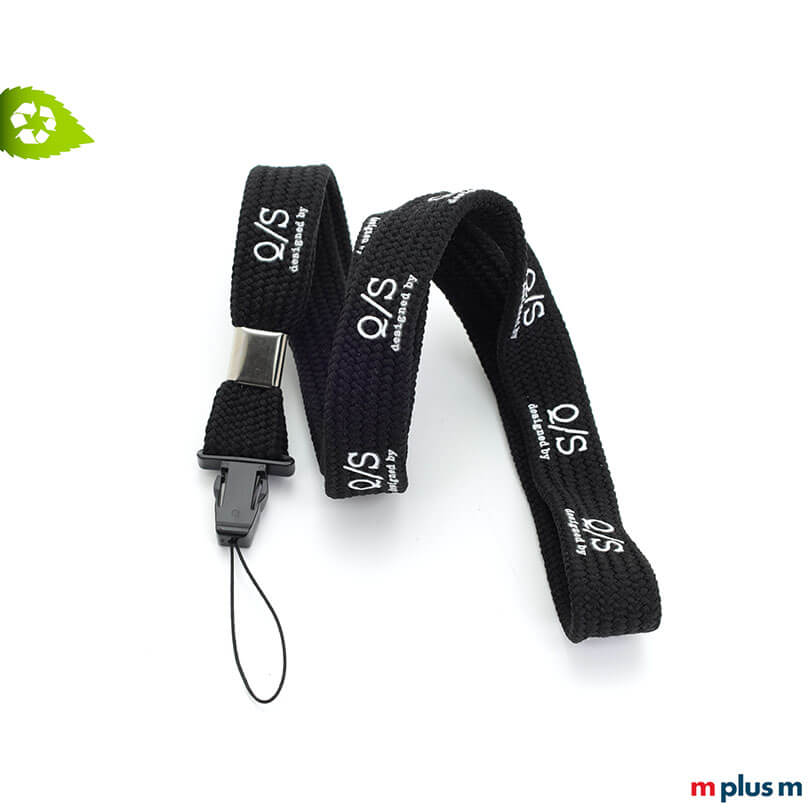 Schwarzes Flexi Loop Schlauchband Lanyard mit Logo bedrucken
