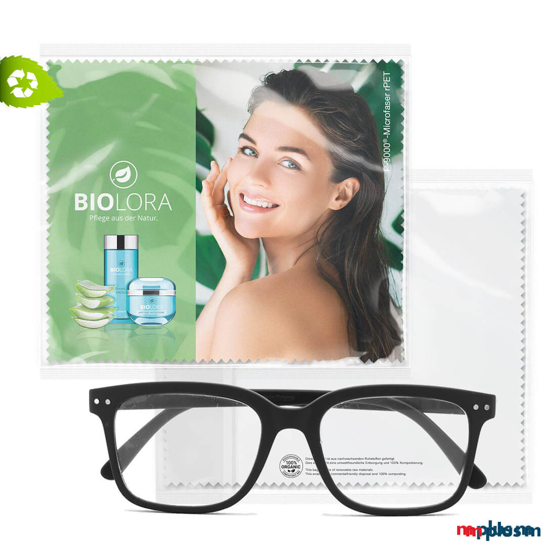 'Recycling Microfaser Tuch 20 x 20 cm' im Pergaminbeutel