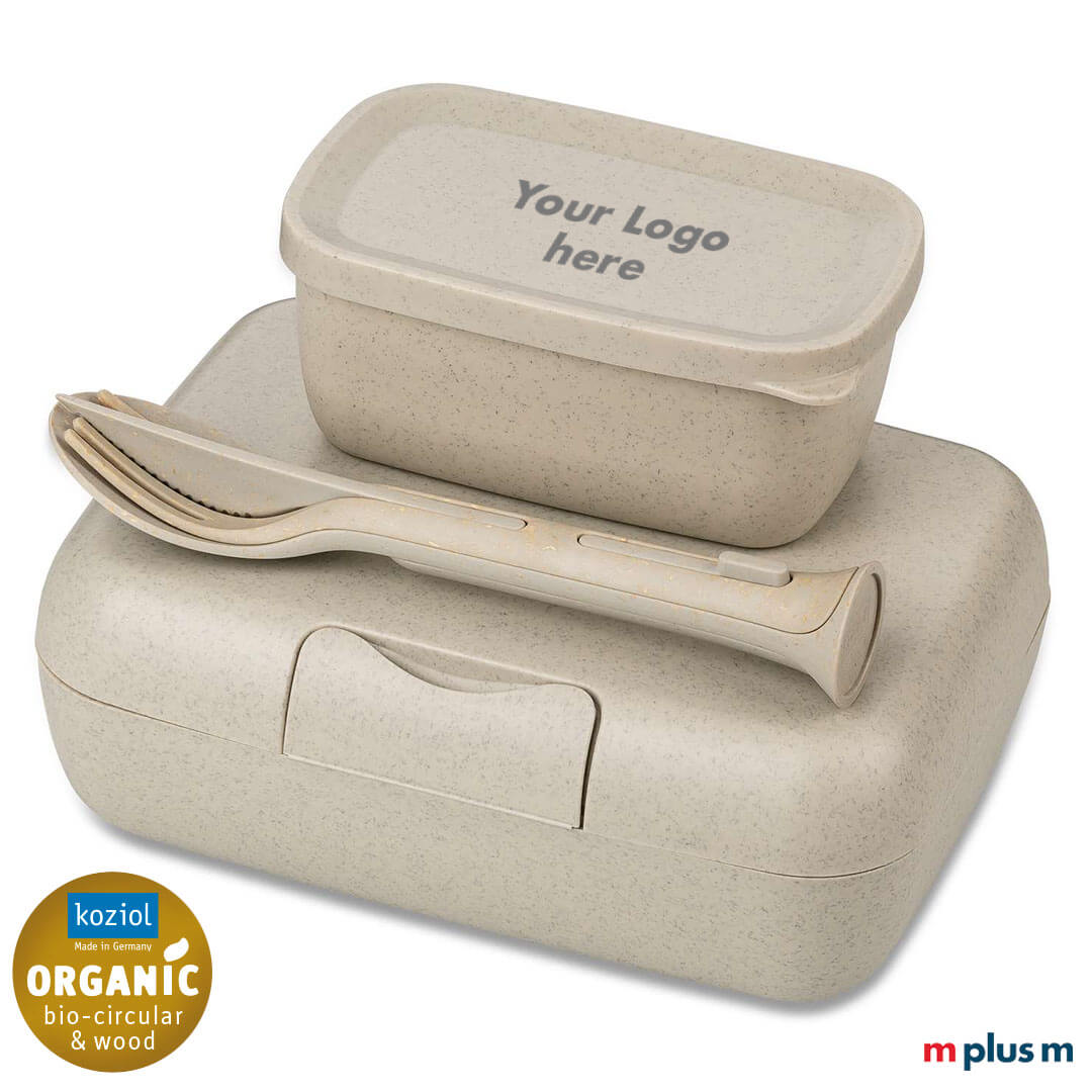 Das Boxen Set von Koziol in der Farbe Nature Desert Sand besteht zu 100% aus Bio Kunststoff und ist recycelbar