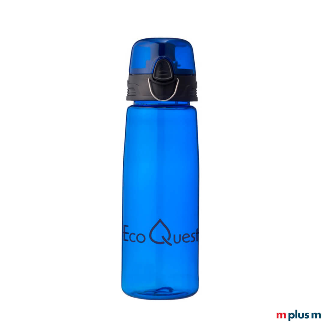 Blaue Sport-Trinkflasche mit Logo-Druck