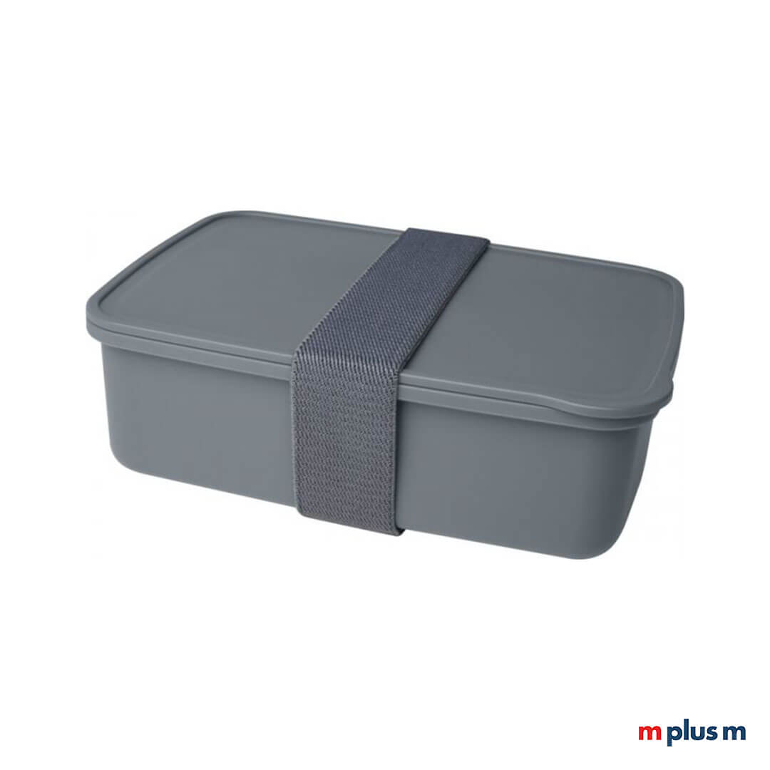 Die nachhaltige 'Seppo' Lunchbox kann ab 100 Stück mit Logo bedruckt werden. Das Gummiband sorgt für extra Sicherheit