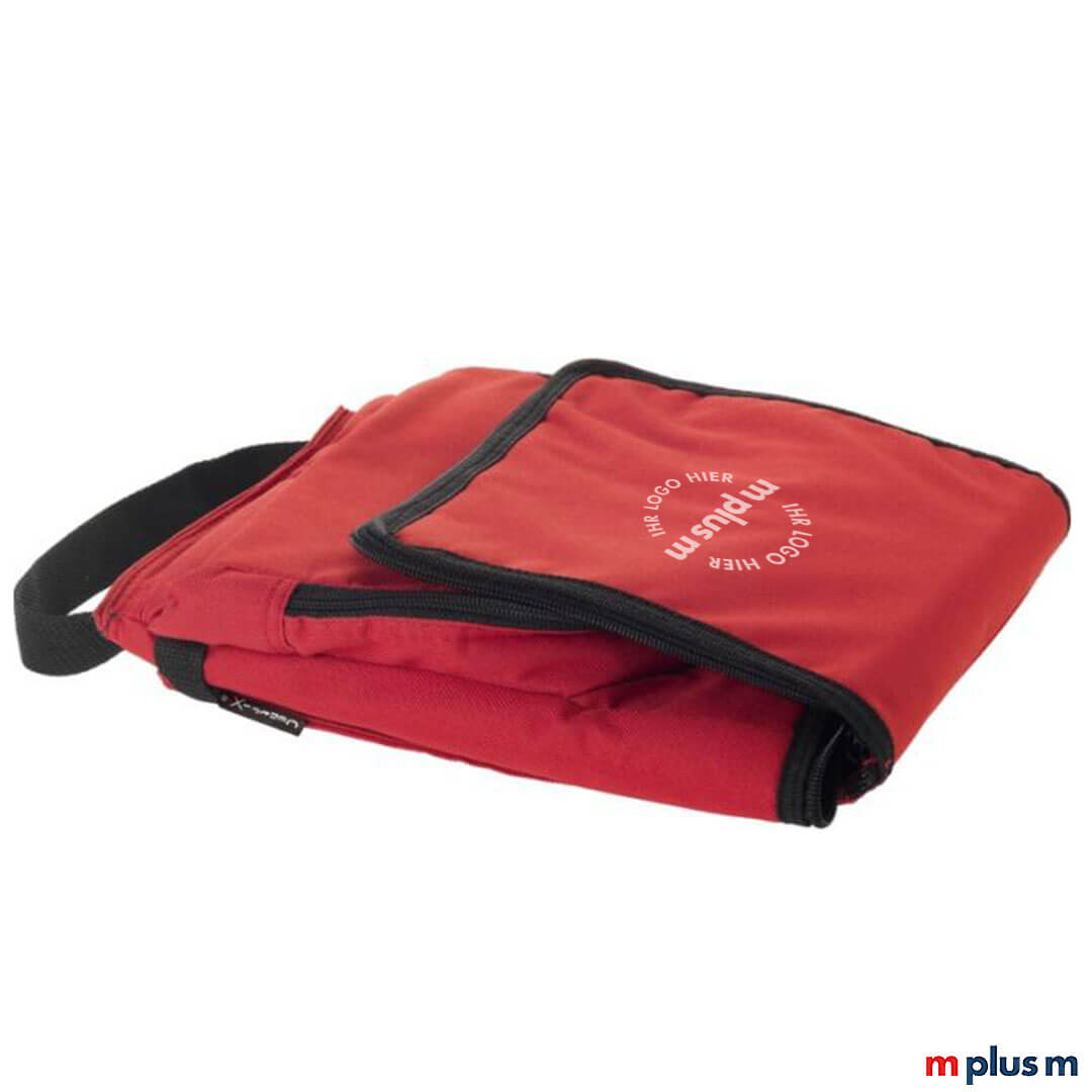 Klein zusammenfaltbar: Rote Kühltasche Shoppy als Werbeartikel