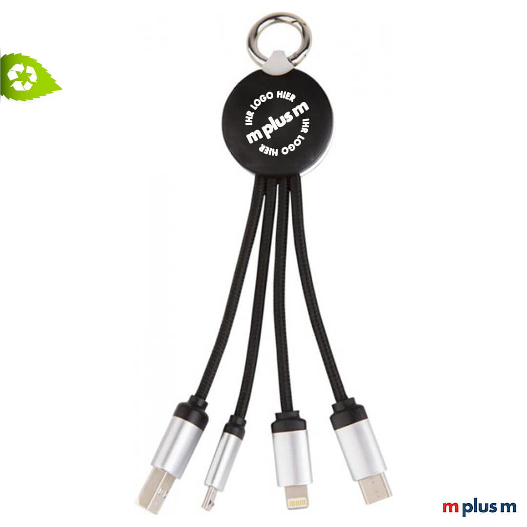 'Lumen' das hochwertige Ladekabel mit individuellem Leucht Logo als Werbeartikel. Mit nachhaltigen Materialien aus dem Recycling