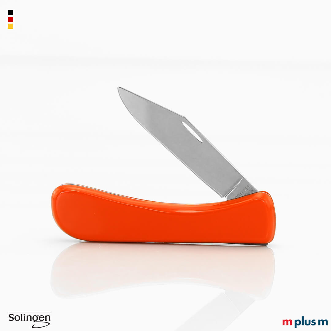 Solinger Taschenmesser mit polierter Klinge und Schalen in glänzend Orange