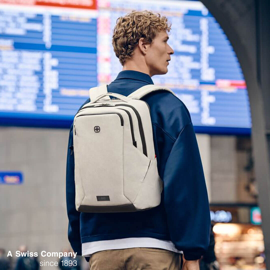 Hochwertiger Laptap Rucksack MX Light von Wenger in Sand mit Logo bedrucken