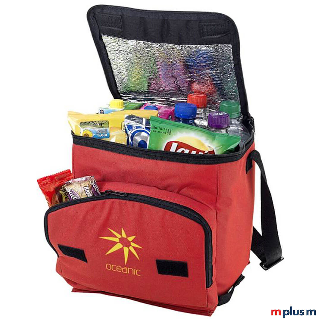 Faltbare Kühltasche Shoppy in Farbe rot mit Logo Druck