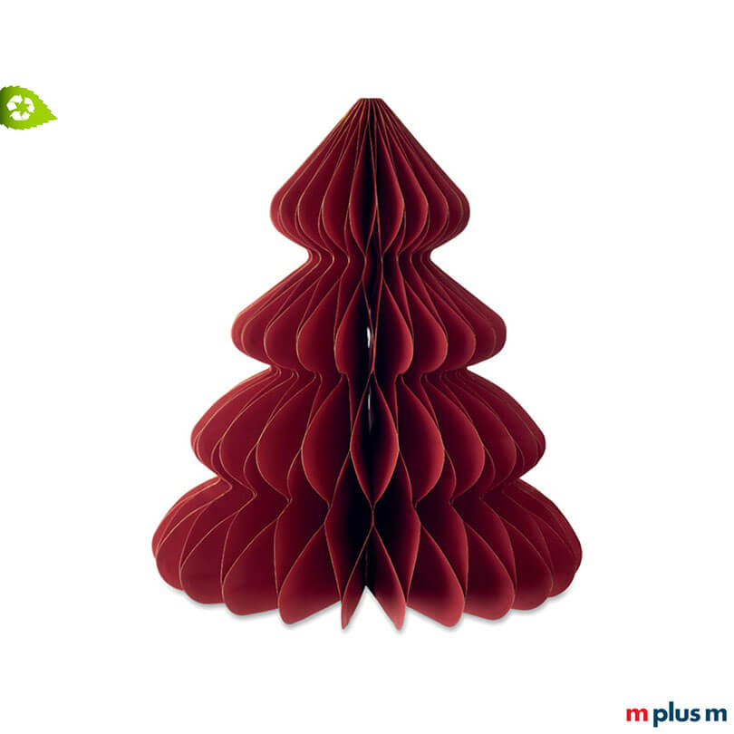 PopUp Papier Weihnachtsbaum Groß in Rot, umweltbewusst produziert, magnetischer Verschluss, bedruckbar mit Ihrem Logo – nachhaltiger Werbeartikel für Weihnachten