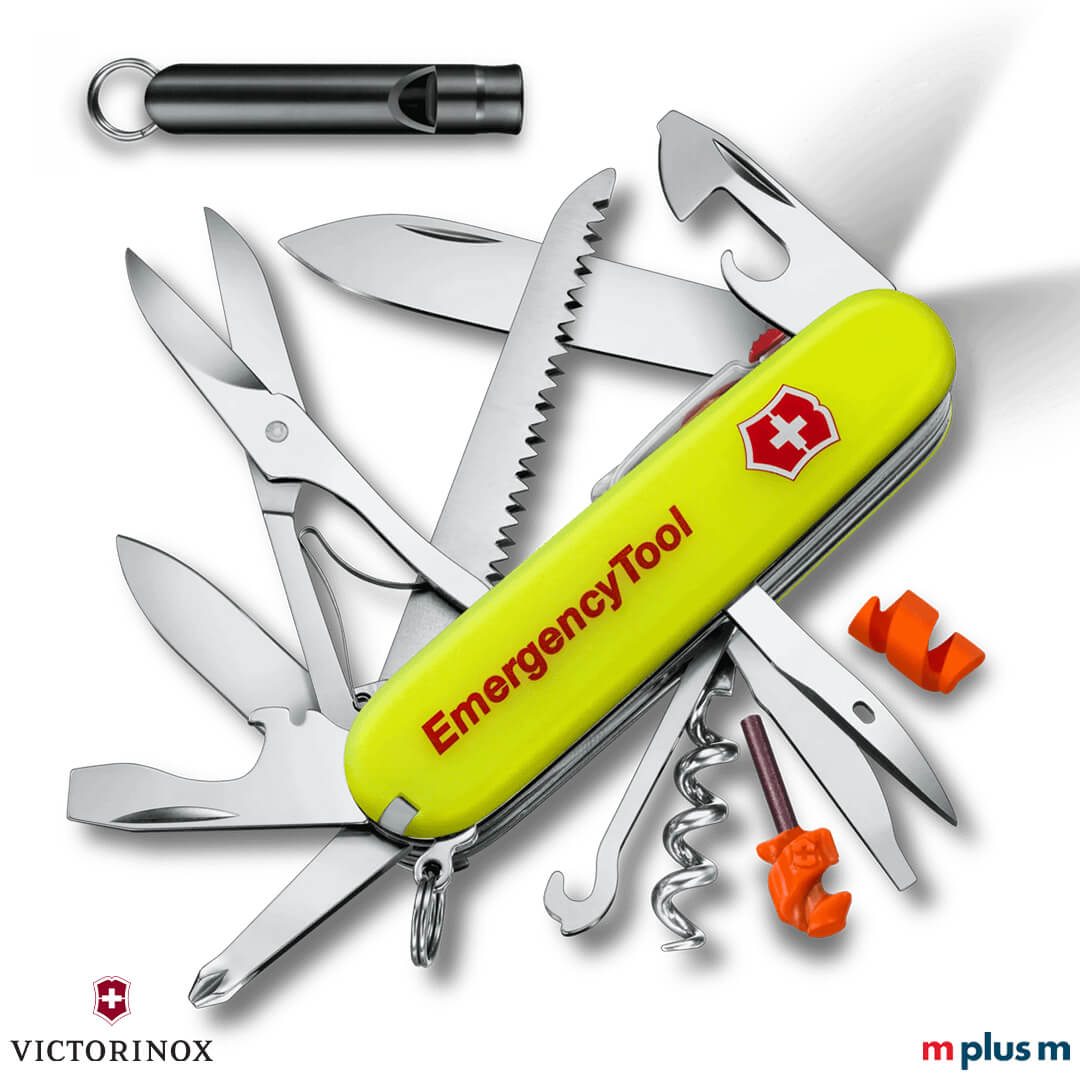 Victorinox Huntsman Lite Emergency Tool geöffnet in der Farbe Neon
