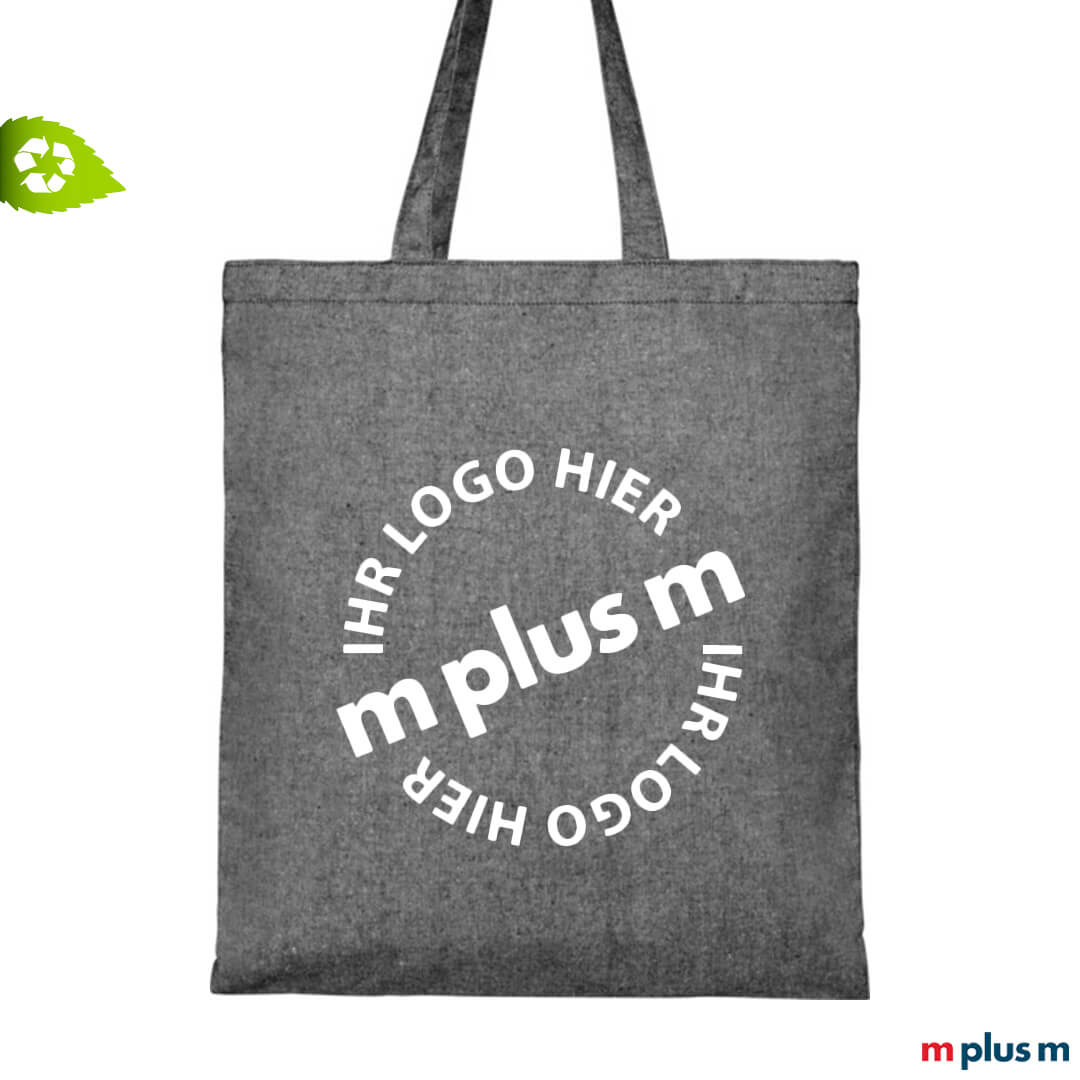 Graue Einkaufstasche als nachhaltiges Werbemittel bedrucken