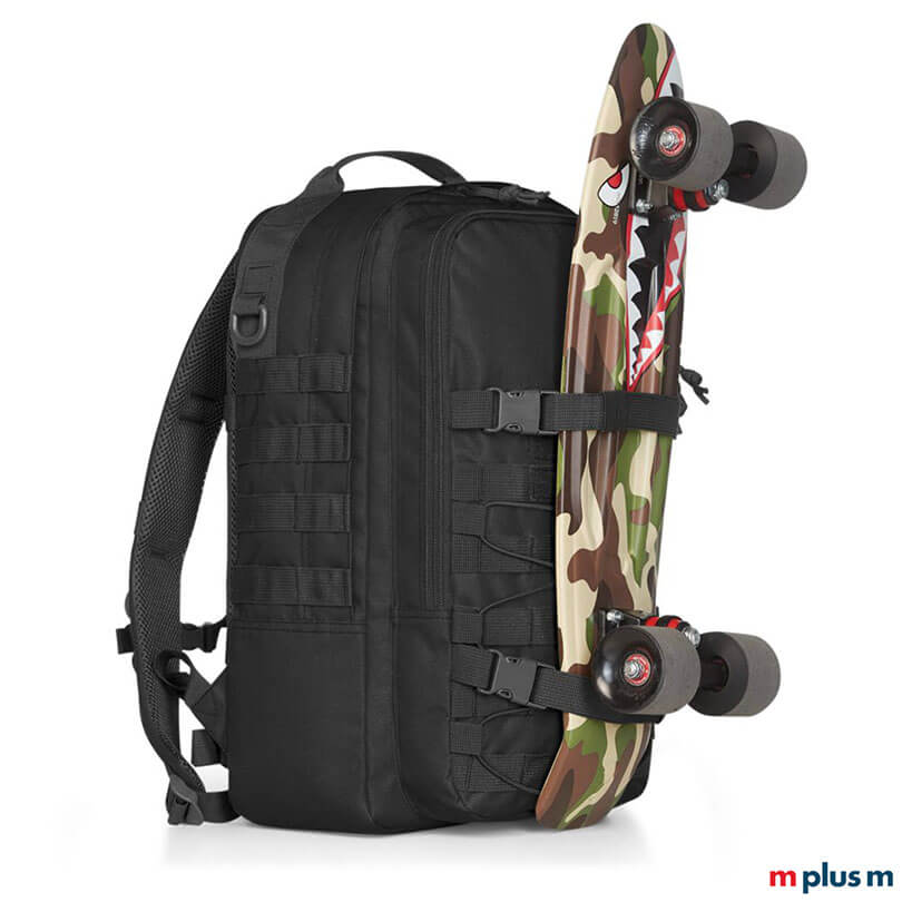 Cooler Laptoprucksack Molle in Schwarz mit Logo bedrucken