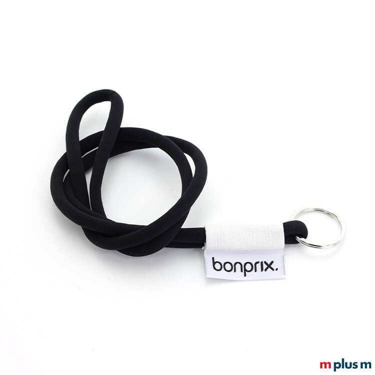 Schwarzes Kordel Schlüsselband Tube Flag Lanyard als preiswertes Giveaway in Sonderanfertigung