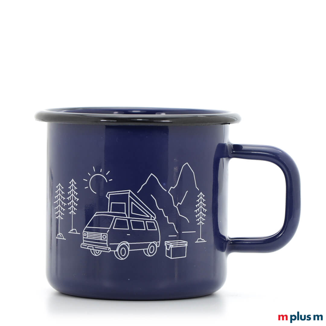 'Helena' Emaille Tasse Wunschfarbe