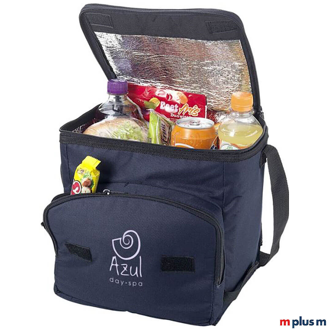 Faltbare Kühltasche Shoppy in Farbe blau mit Logo Druck
