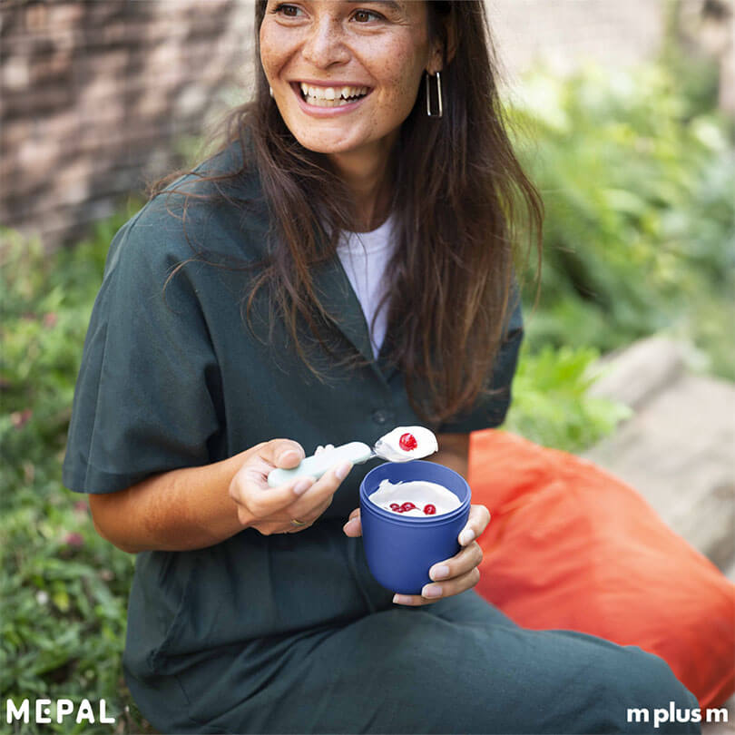 Mepal Lunchpot Ellipse Mini blau mit 2 Behältern und eignet sich auch als Werbegeschenk mit Logo