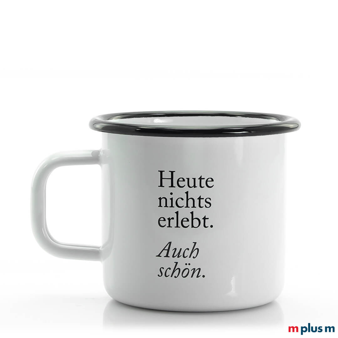 'Pax' Weiße Emaille Tasse