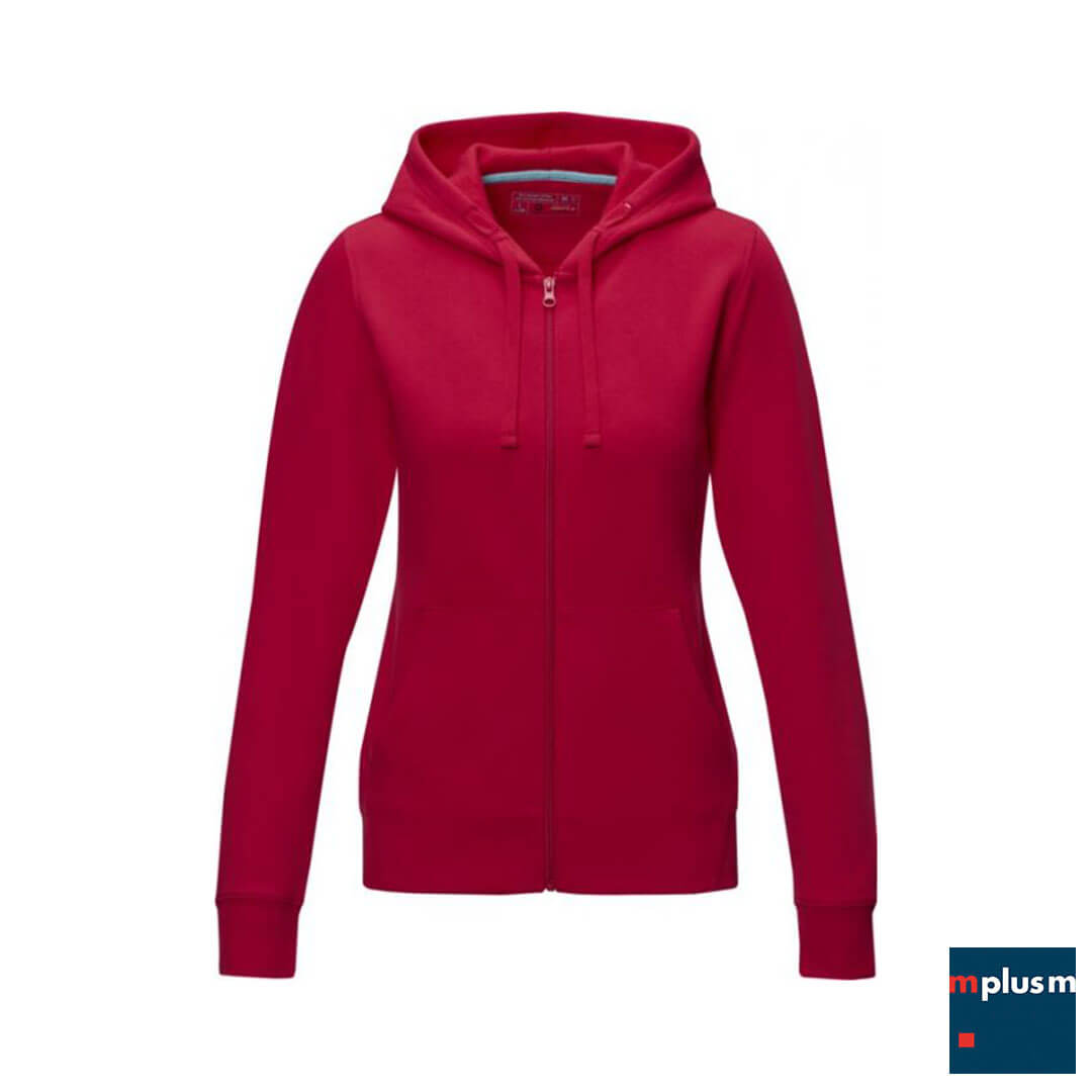 Rote Hoodie Jacke Ruby mit Logo bedrucken