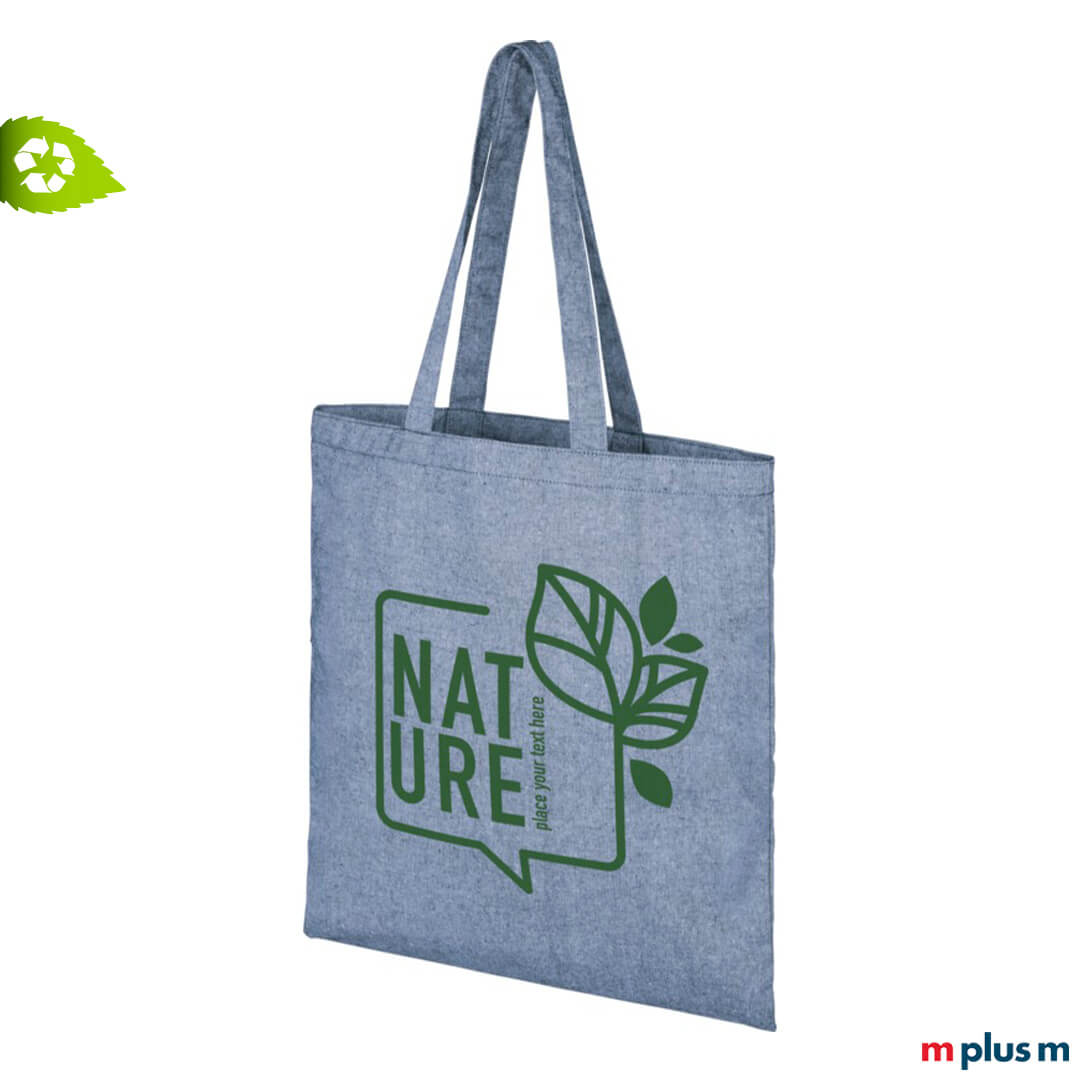 Blaue Stofftasche als Werbemittel bedrucken