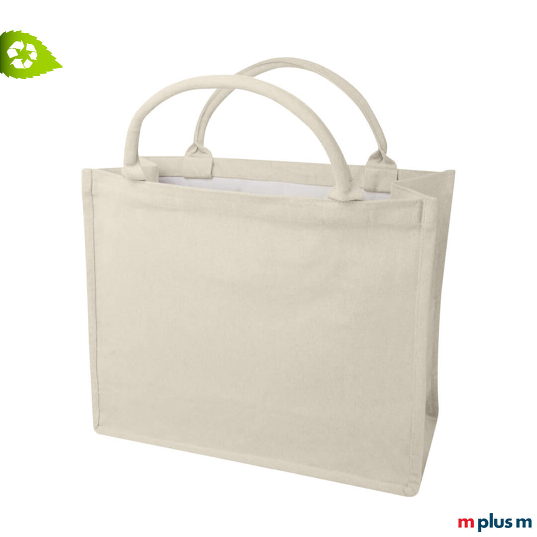 Stoffshopper 'Ella' aus recycelten Materialien in Farbe Natur mit Logo bedrucken