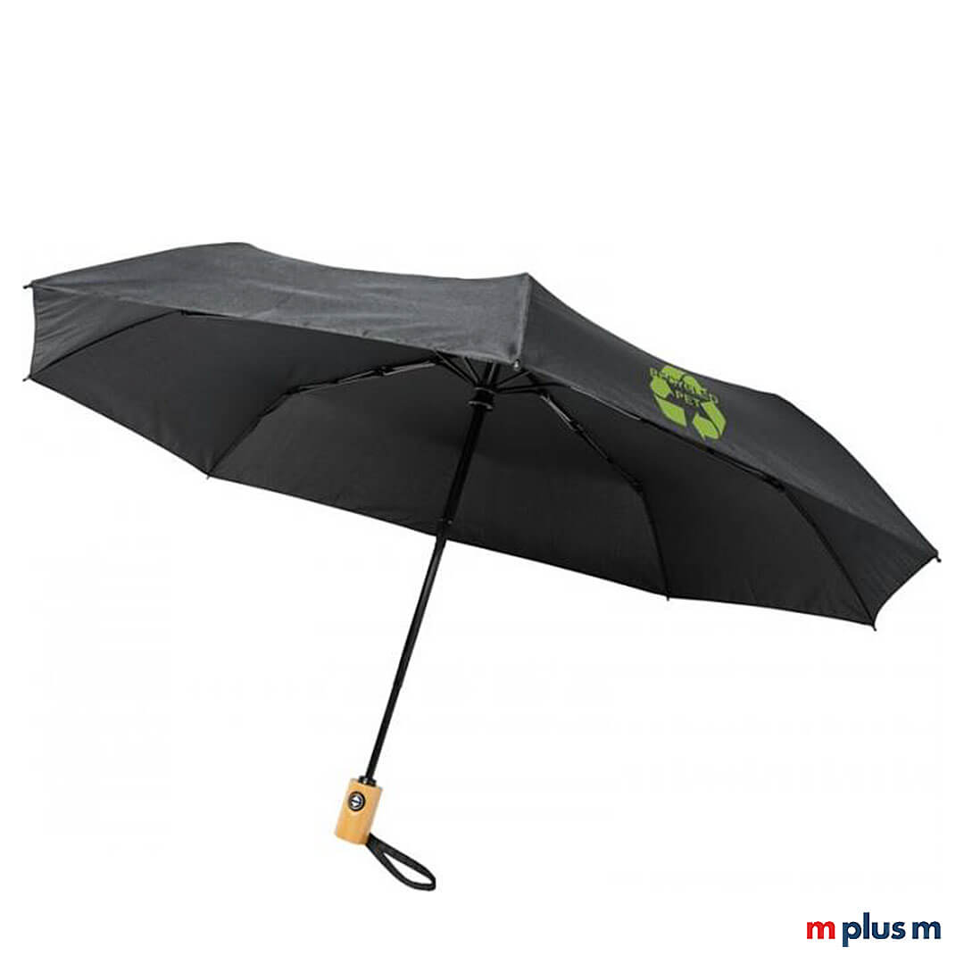 Bo 21 Taschenschirm in Schwarz mit Logo Druck