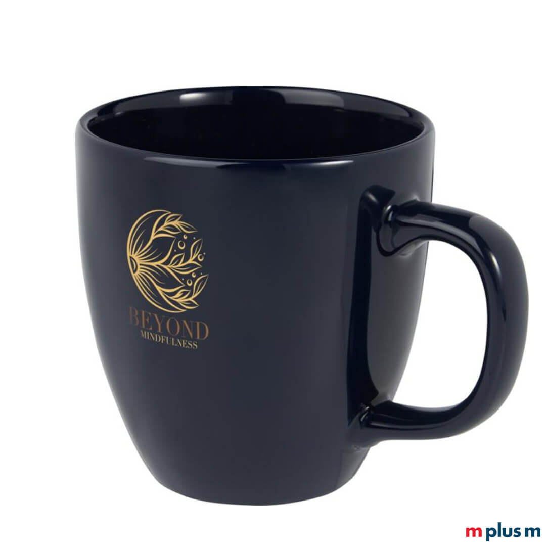 Moni Keramiktasse 430ml bedruckt mit Logo als nachhaltiges Werbegeschenk für Kunden und Mitarbeiter