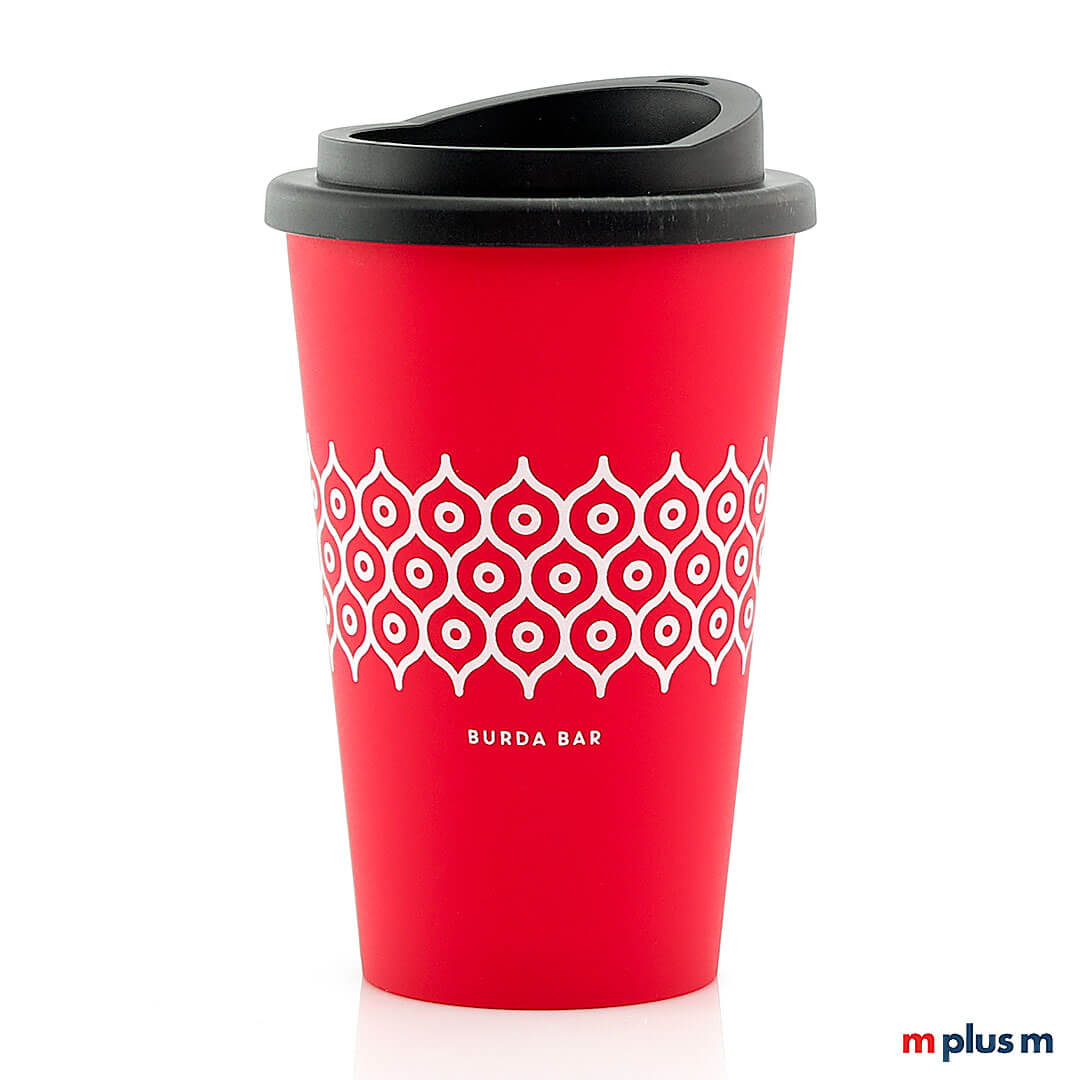 Classic Coffee Shop Becher rot aus BPA-freiem Kunststoff, stabil und spülmaschinenfest, langlebiger Mehrwegbecher mit Logo Druck personalisieren