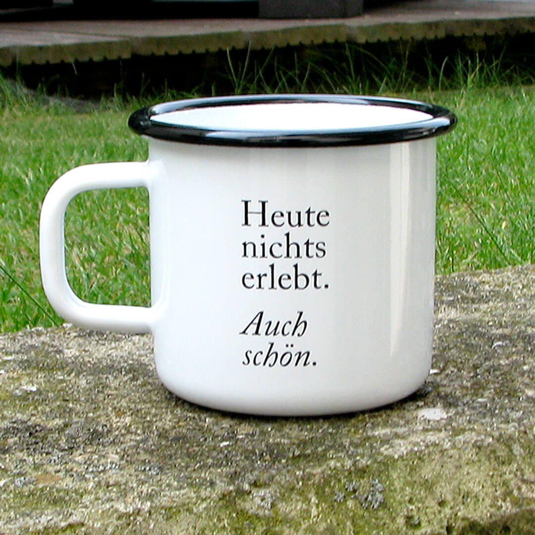 Emaille Tasse Pax mit 1 Druck
