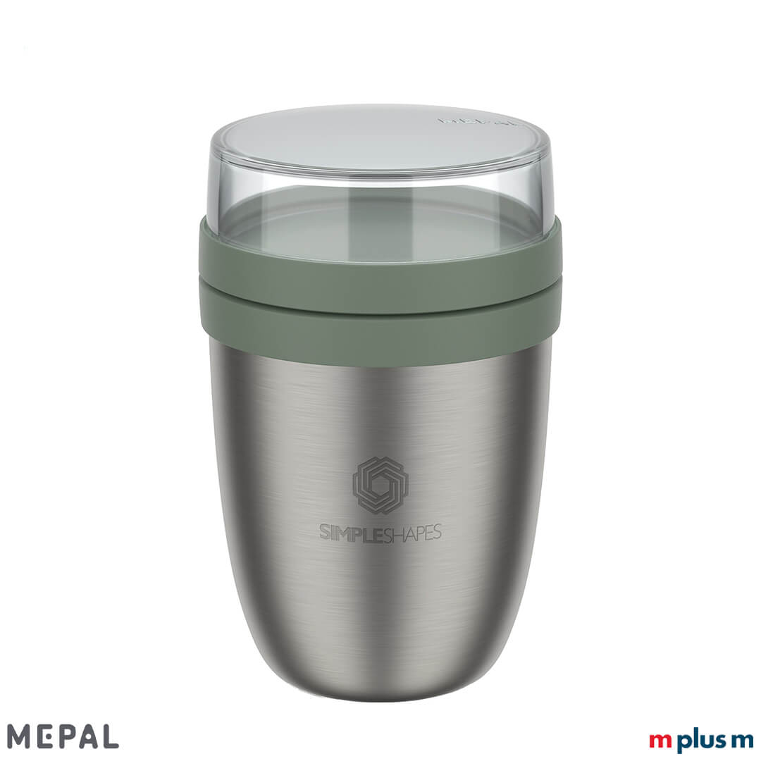 Auslaufsicherer Mepal Thermo Lunchpot Ellipse 500 ml in Nordic Sage mit 2 getrennten Behältern – ideal für Joghurt & Granola unterwegs
