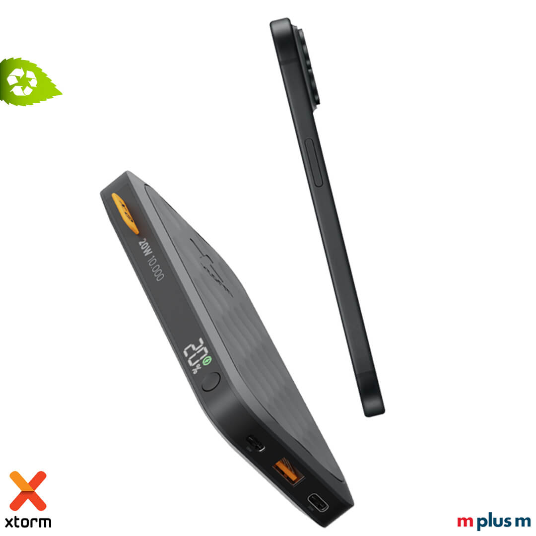 Leistungsstarke Xtorm FS510 Powerbank in Schwarz mit 10.000 mAh und 20W USB-C PD für Schnellladen unterwegs