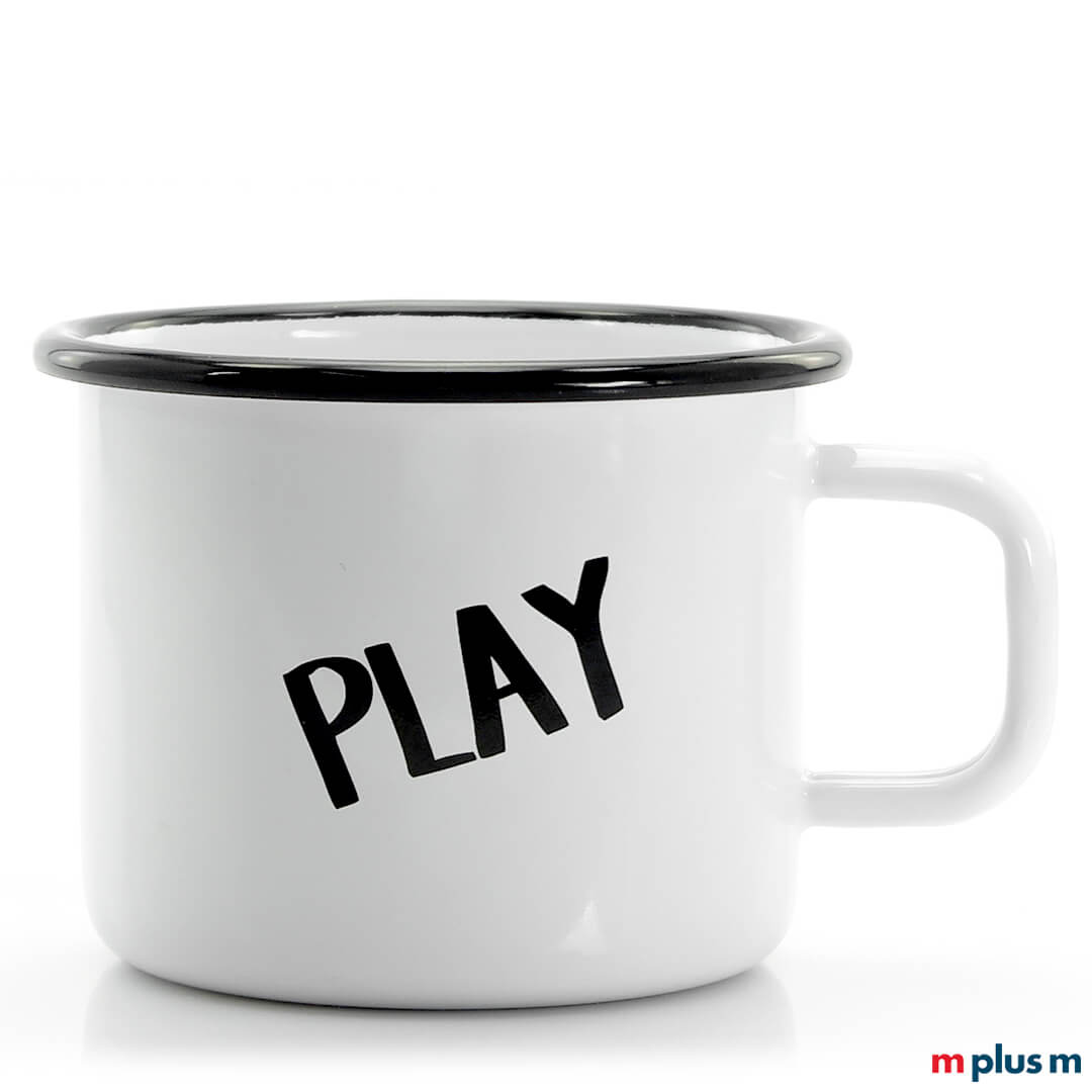 'Sol' Große Emaille Tasse Weiß