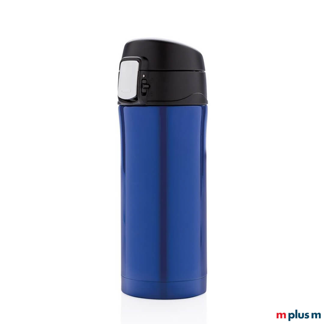 Blauer Recycling Stahl Thermobecher als Werbeartikel