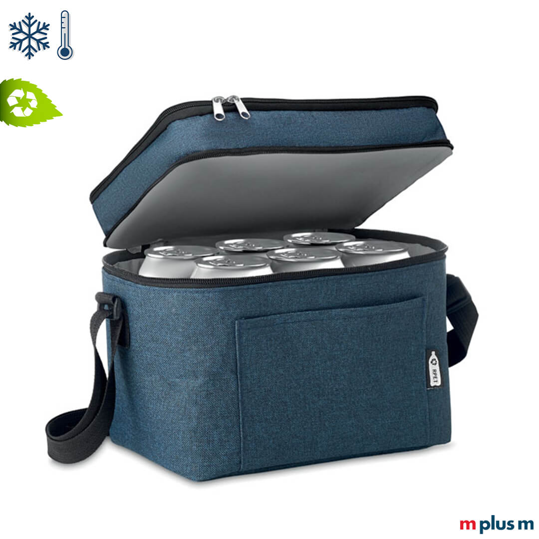 Blaue Kühltasche als Werbemittel bedrucken