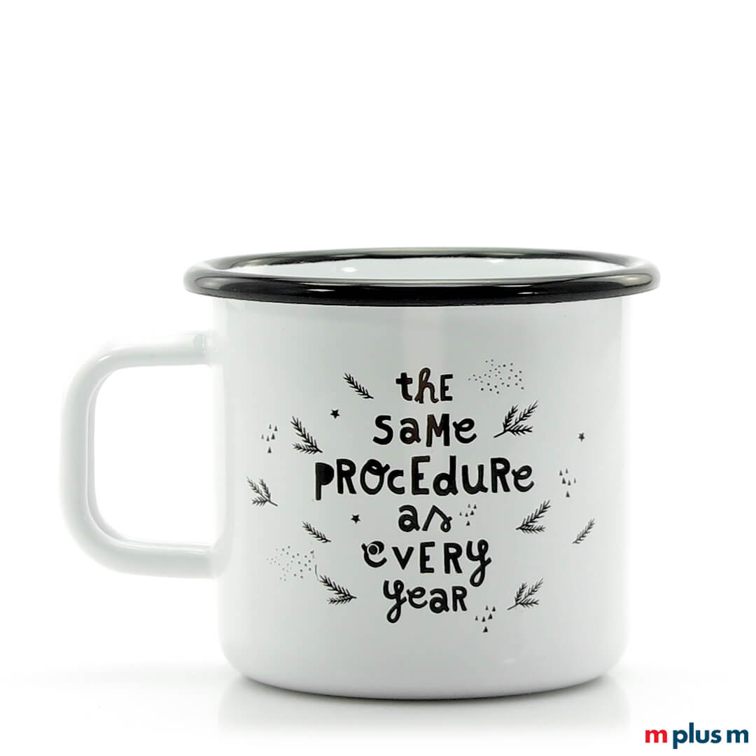 Emaille Tasse Pax aus Europa mit 1 Druck. Spülmaschinengeeignet
