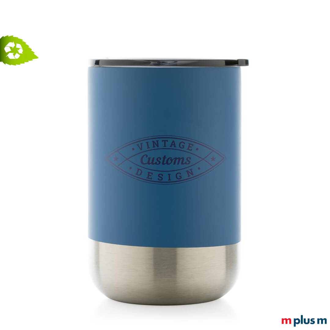 Nachhaltiger Becher aus recyceltem Edelstahl als Marketingartikel mit Logodruck