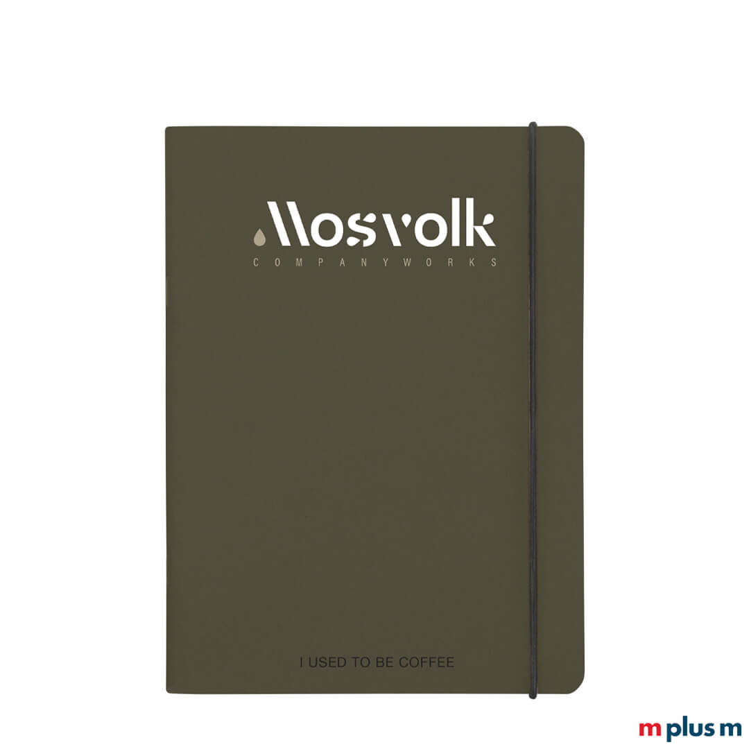 Kaffee Notizheft liniert in DIN A5 Format mit Gummiband ideal als Giveaway