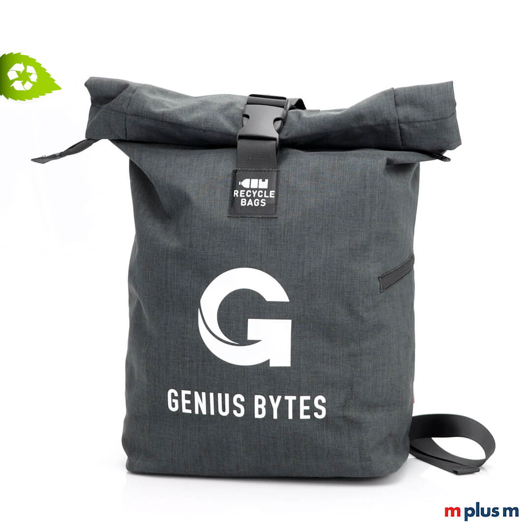 Nachhaltiger Rolltop Laptop Rucksack Louis aus Recycling ♻️ Material mit Logo bedrucken