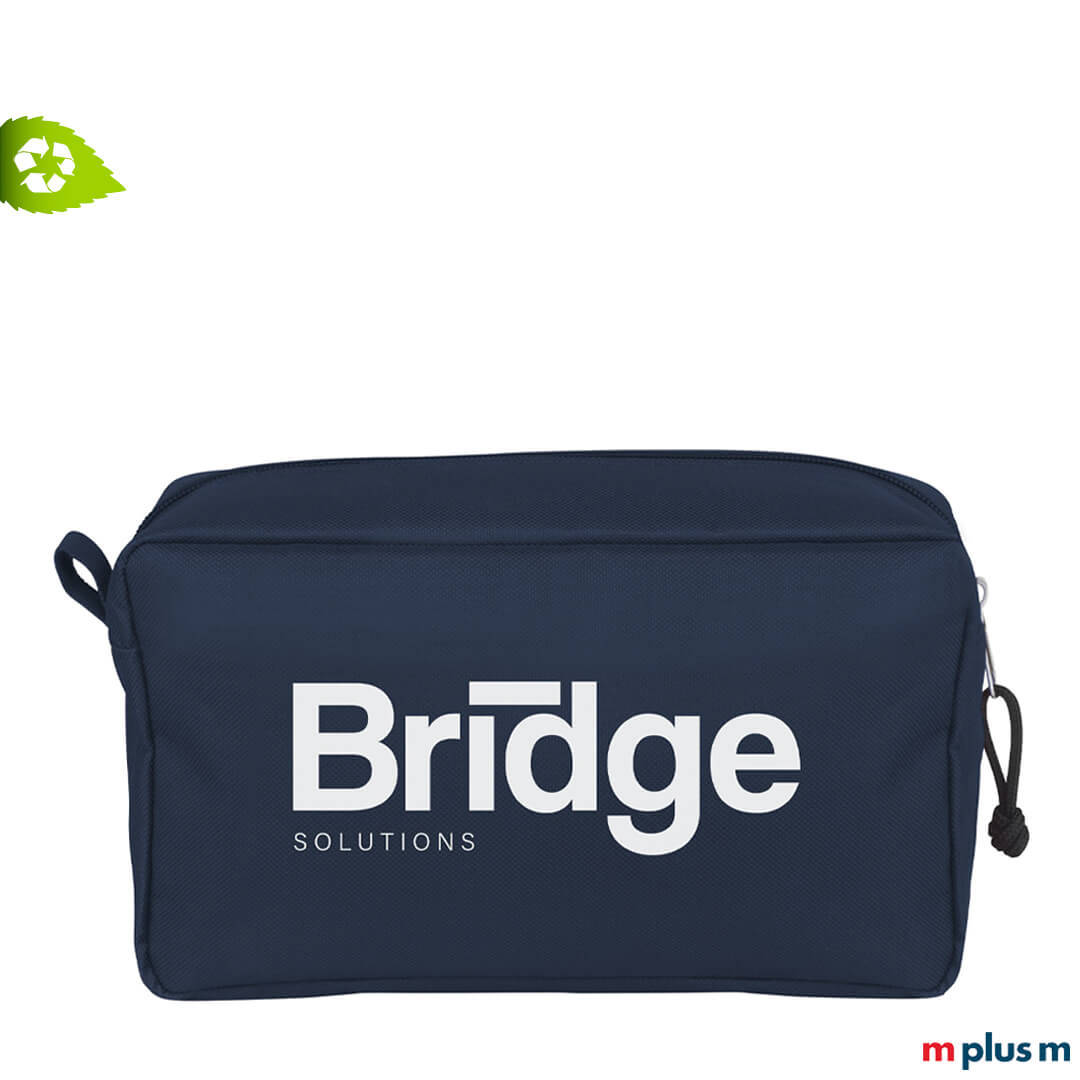 Kulturtasche aus nachhaltigen Material. Bedrucken mit Siebdruck auf Vorder- und Rückseite