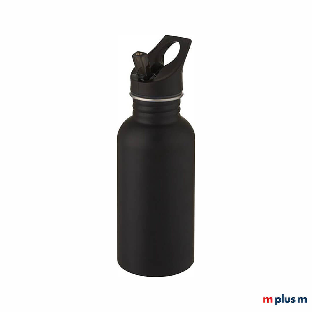 Die Trinkflasche 'Lexi' aus hochwertigem Edelstahl hat einen Tragegriff und ist somit einfach zu transportieren. Ab 50 Stück können Sie die kleine Thermosflasche bedrucken lassen