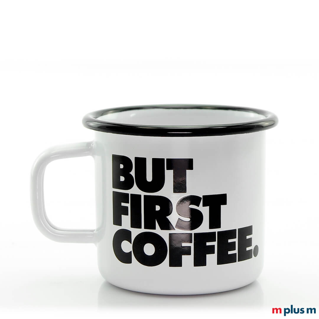 Emaille Tasse Pax aus Europa mit 1 Druck. Spülmaschinengeeignet