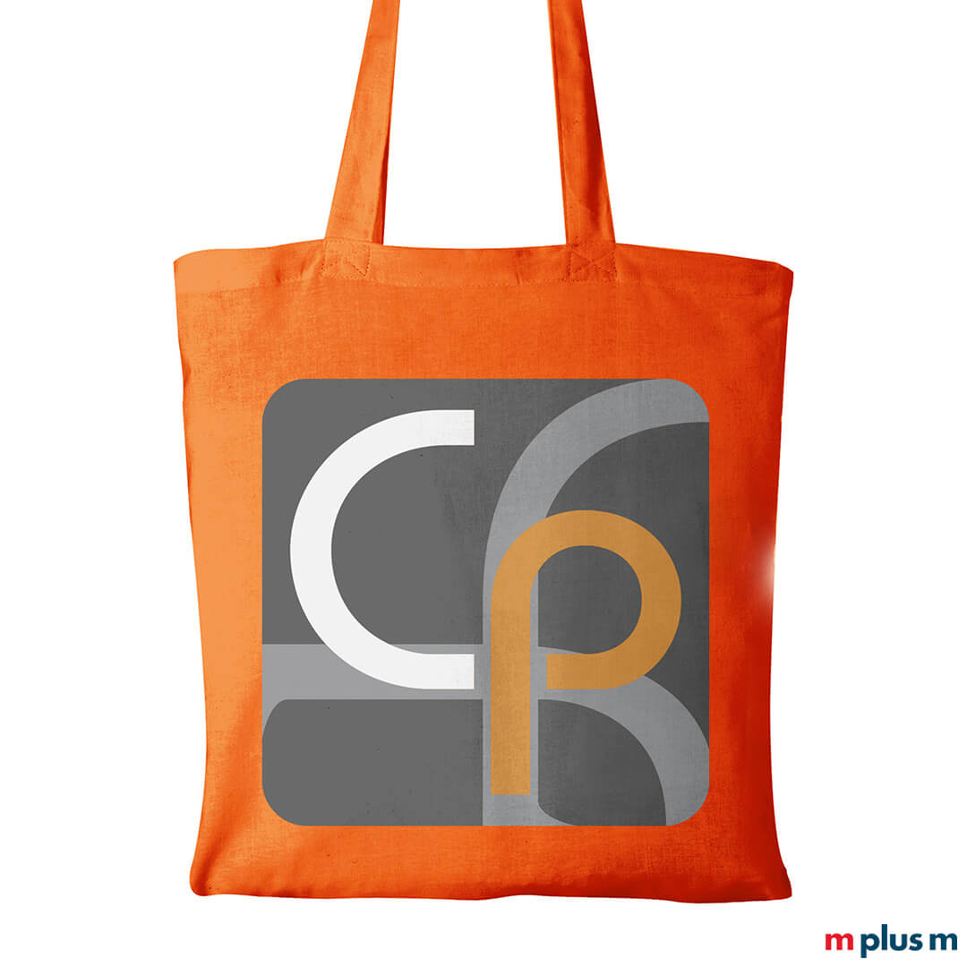 OEKO-TEX zertifizierter Stoffbeutel Paula 140 in Orange mit Ihrem Logo bedrucken