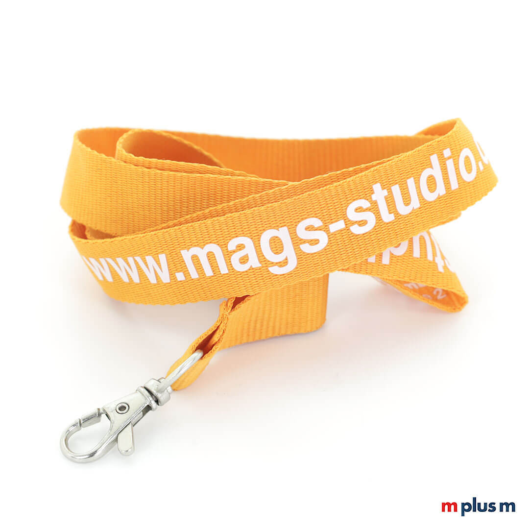 Preiswertes Werbeartikel Lanyard in Orange mit Logo bedrucken