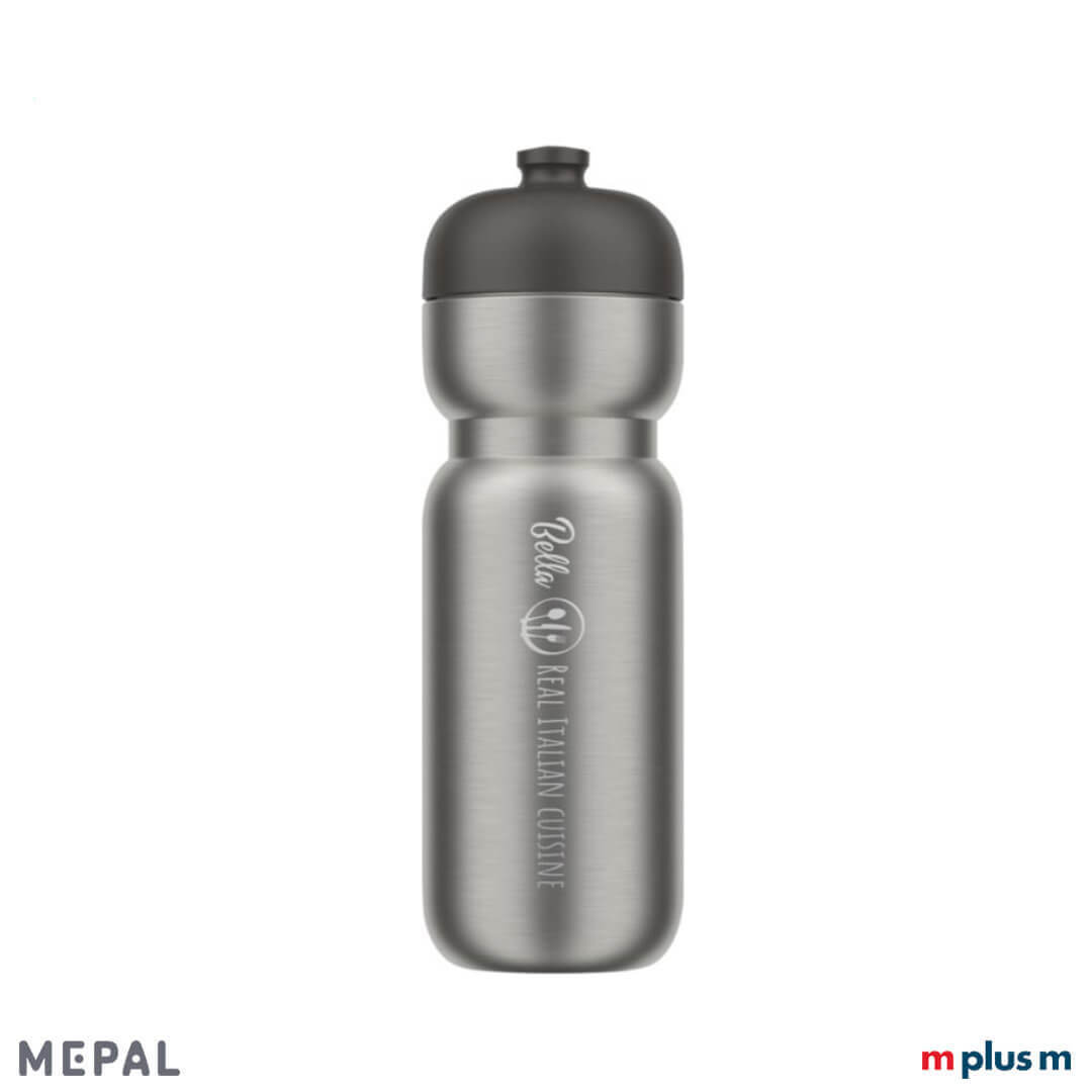 Mepal Pull 800 Trinkflasche mit schwarzer Kappe und Logo Druck