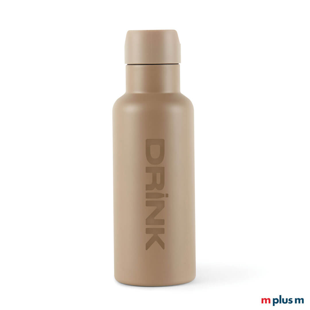 Schöne Balti Isolierflasche in Beige mit Logo Gravur