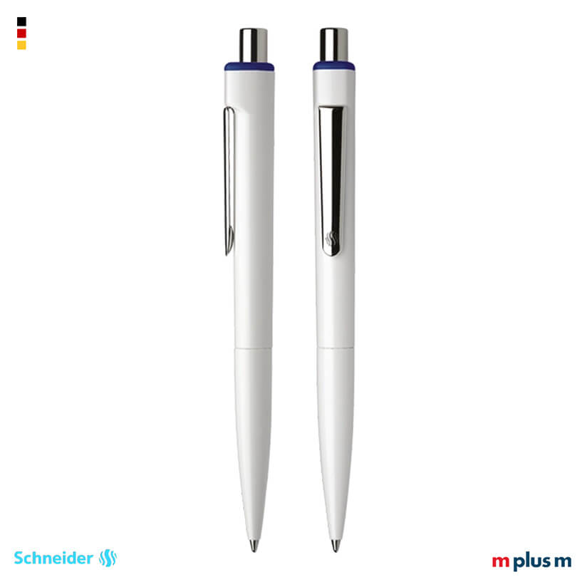 Schneider Kugelschreiber K1 in weiß/blau Logo bedrucken