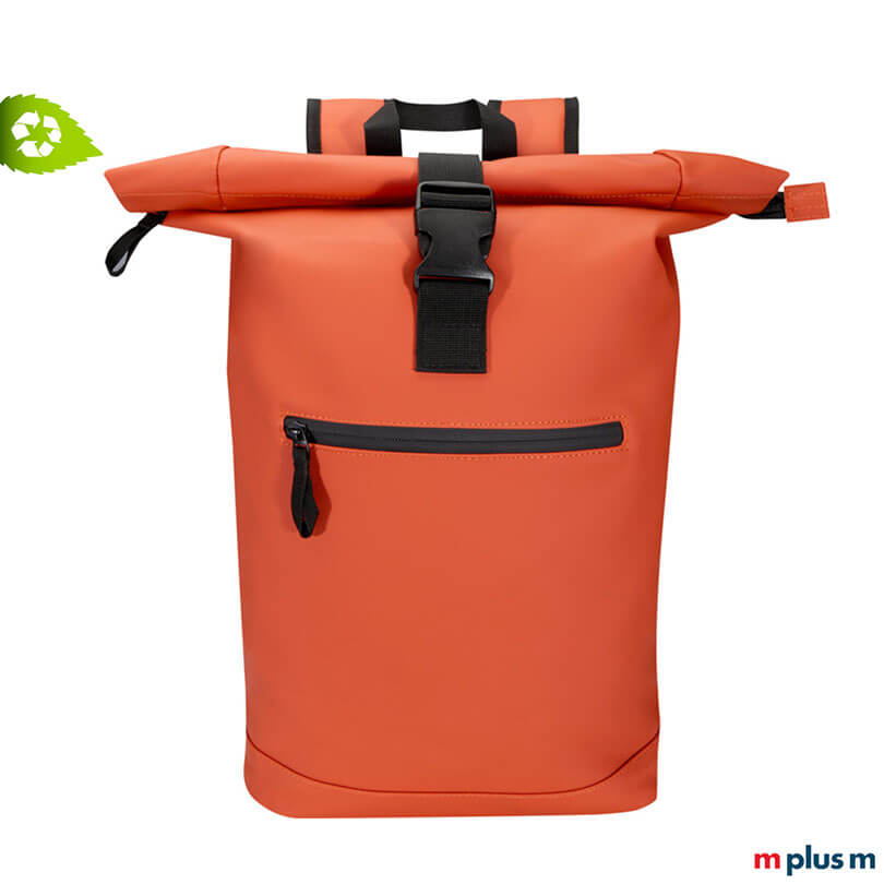 AquaPack Rolltop Laptop-Rucksack aus wasserabweisendem recycling PU-Kunststoff rot