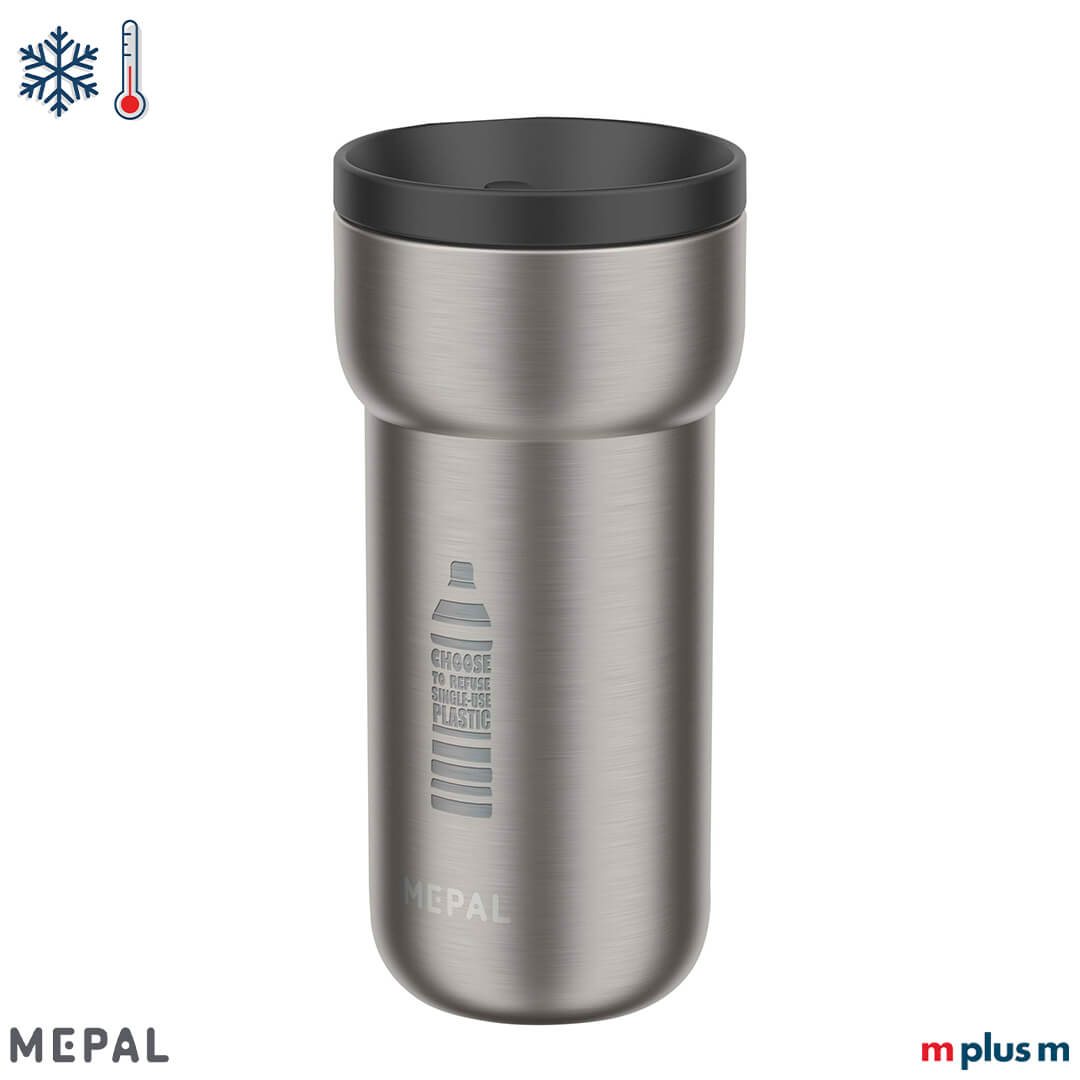 Eleganter Mepal Thermobecher Ellipse 375 ml in Nordic Black – auslaufsicherer Edelstahlbecher für heiße oder kalte Getränke to go
